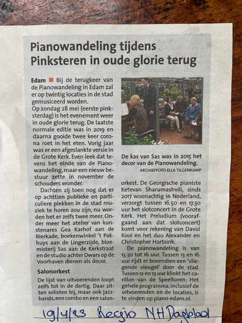 PianoWandeling in oude glorie terug